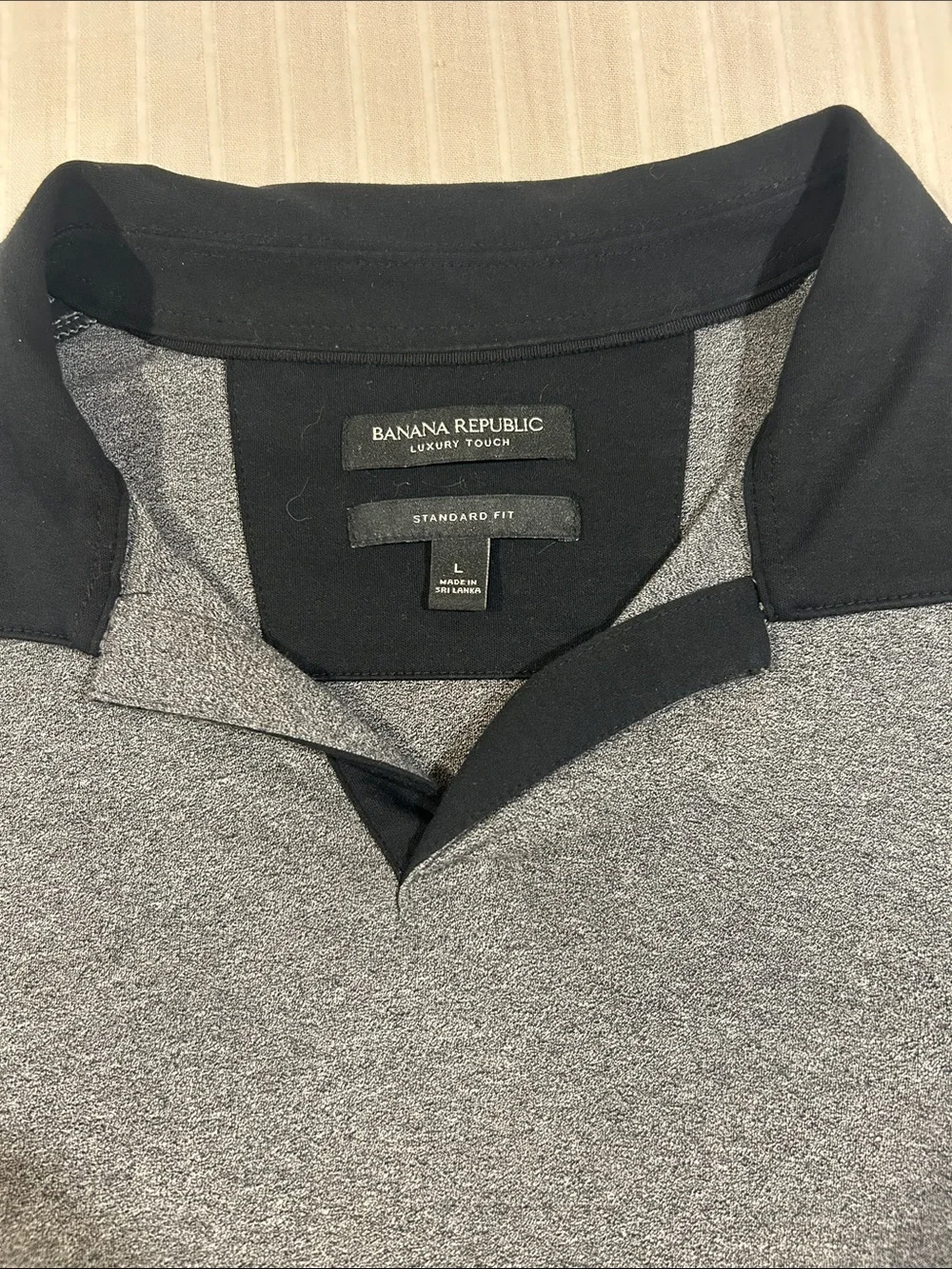 Banana Republic Heather Gray Polo with Black Collar